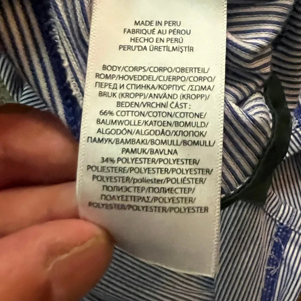 Ralph Lauren Pro Fit Mens Blue White Striped Wicking Performance Polo Shirt L